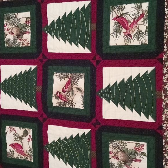 Handmade Cardinal Stitch Quilt Wall Display - Picture 3 of 13